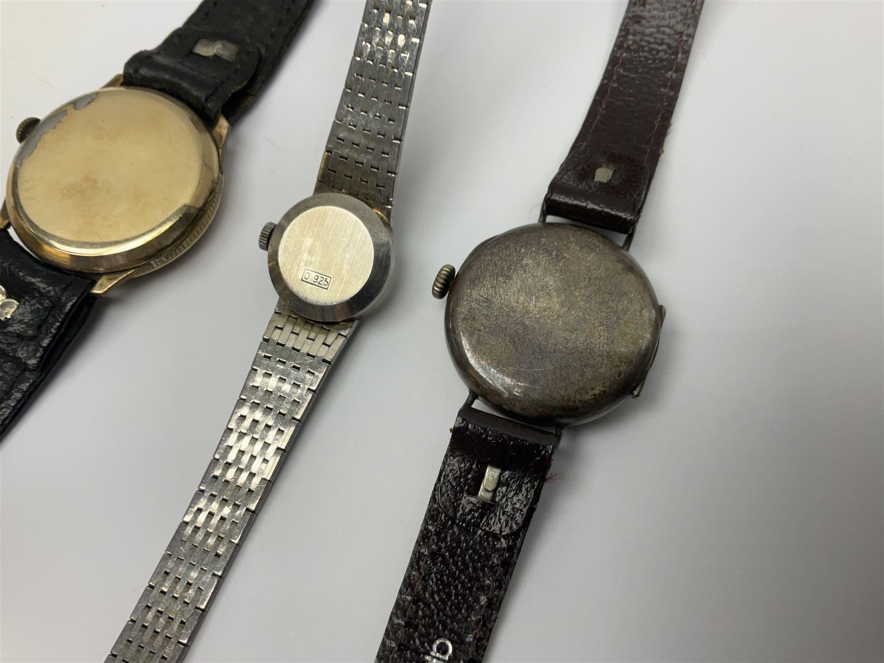 Tudor Royal 9ct gold ladies wristwatch, on expanding gilt bracelet, Gillex silver wristwatch, on silver bracelet, two early 20th century silver wristwatches and one other gilt wristwatch, all manual wind movements