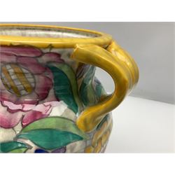 Charlotte Rhead Crown Ducal jug, decorated in the Persian Rose pattern, with printed and painted marks beneath