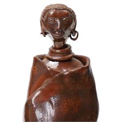 Three African Maasai pottery figures, largest H40cm (3)