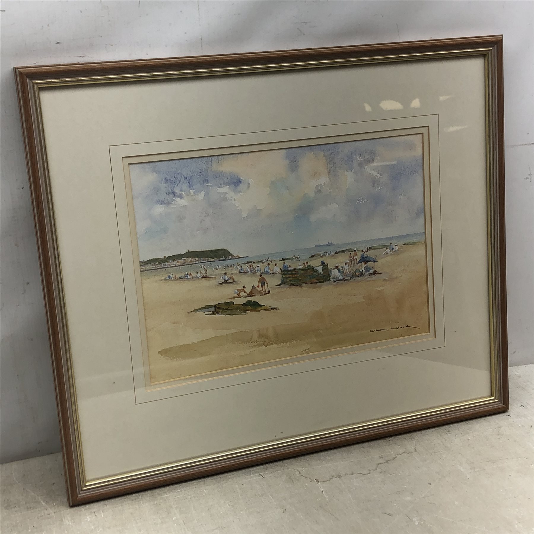 Bill Lowe (British 1922-2006): Figures on the South Beach Scarborough, watercolour signed 23cm x 34cm