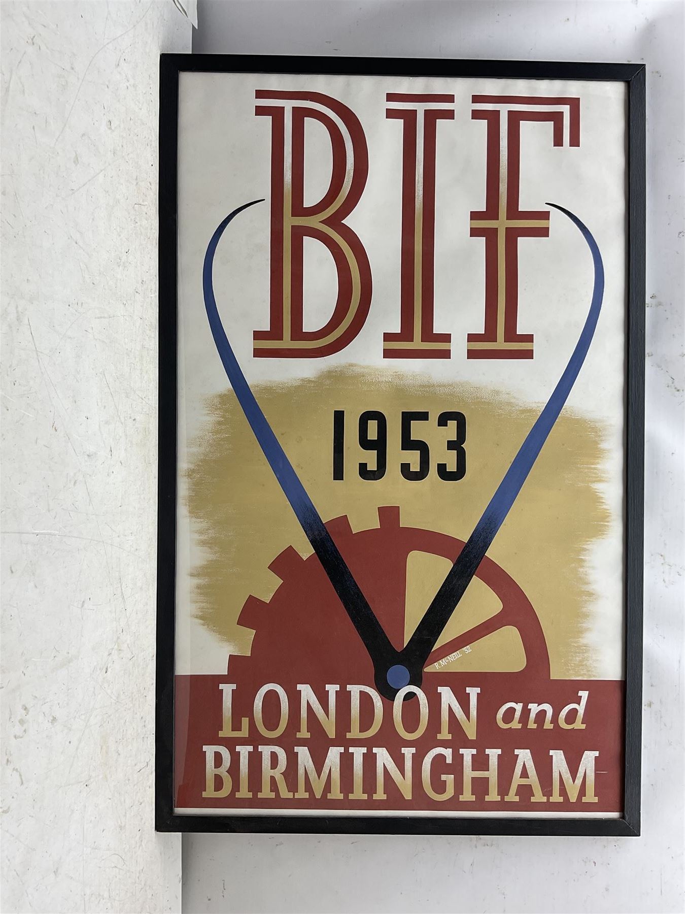 Ronald McNeill (British 1932-2020): 'BIF [British Industries Fair] 1953 - London and Birmingham', original design for a poster, gouache signed and dated '52, 99cm x 60cm