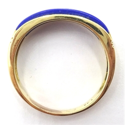  Gold lapis lazuli Greek key design ring, tested 14ct  