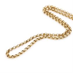 19th / early 20th century gold faceted belcher link guard / necklace chain, with lobster and ring clasp, makers mark B.G