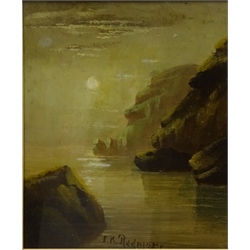  Edward King Redmore (British 1860-1941): Shorelines by Sunrise and Moonlight, pair oils on board signed 16cm x 13cm (2)  