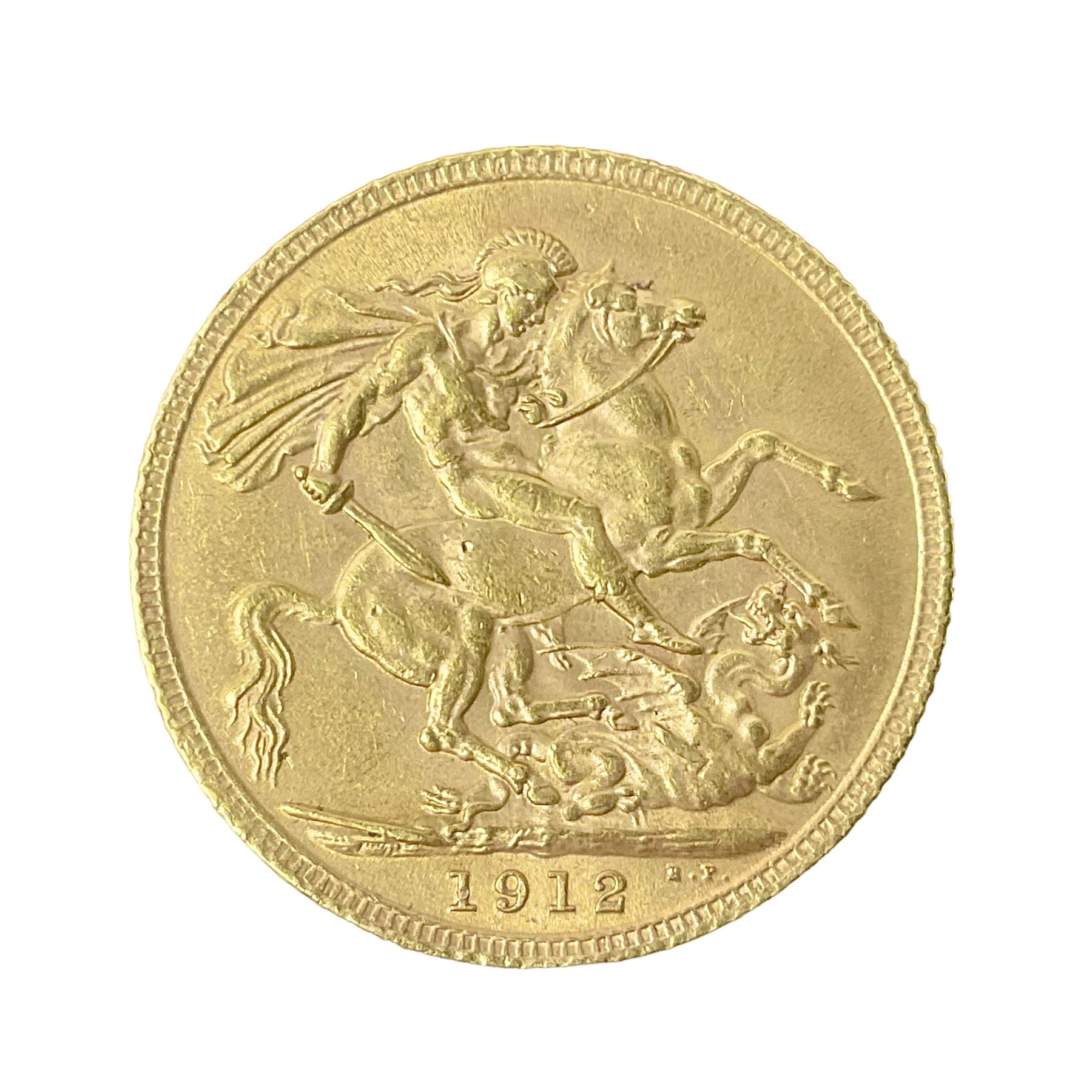 King George V 1912 gold full sovereign coin