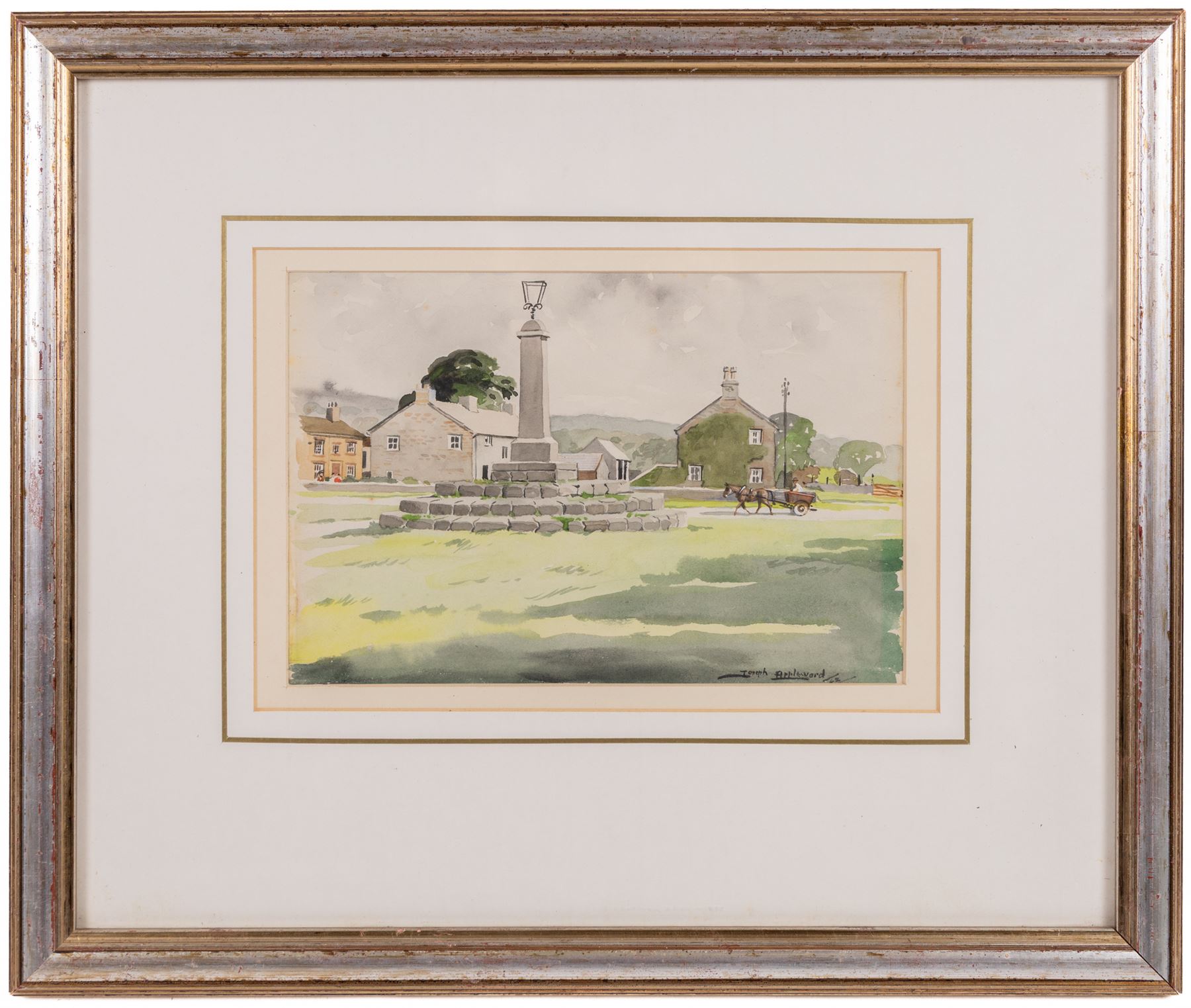 Joseph Appleyard (Yorkshire 1908-1960): 'Redmire -Wensleydale', watercolour signed and dated '42, titled and labelled as a 'Dalesman' illustration verso, 15cm x 23cm 