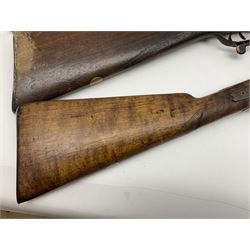 UNPROOFED/OUT OF PROOF SO RFD ONLY - three guns in poor condition comprising 19th century G. Coop 12-bore side-by-side double barrel hammer shotgun; 14-bore single barrel percussion sporting gun composed of various parts with cut-down barrel; and non-firing mock snider action ornamental gun (3)