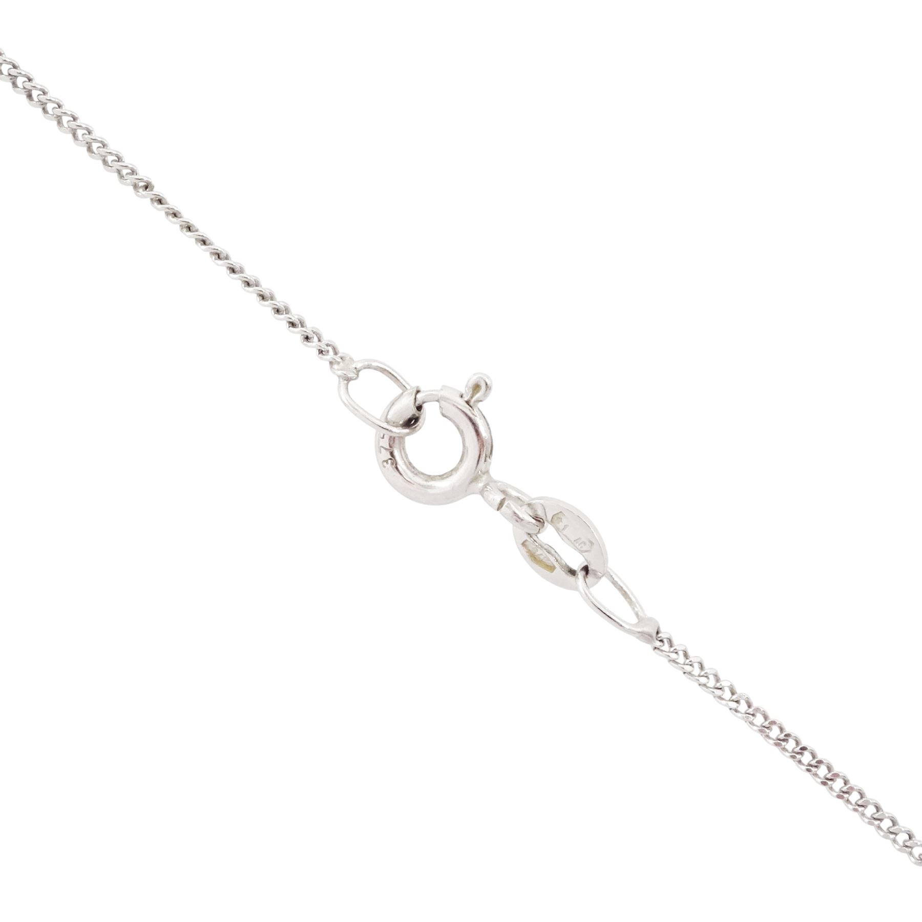 Pair of white gold pearl and cubic zirconia stud earrings and a white gold pearl pendant necklace, all 9ct