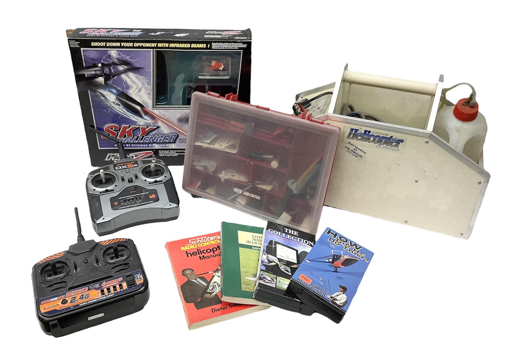 Sky Challenger game of strategy and flying skill by PicooZ Silverlit Electronics, Spektrum DX5E five channel radio control handset and other collectables 