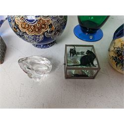 Orrefors fluted glass vase, together with glass fish paperweight, Russian doll and other collectables 