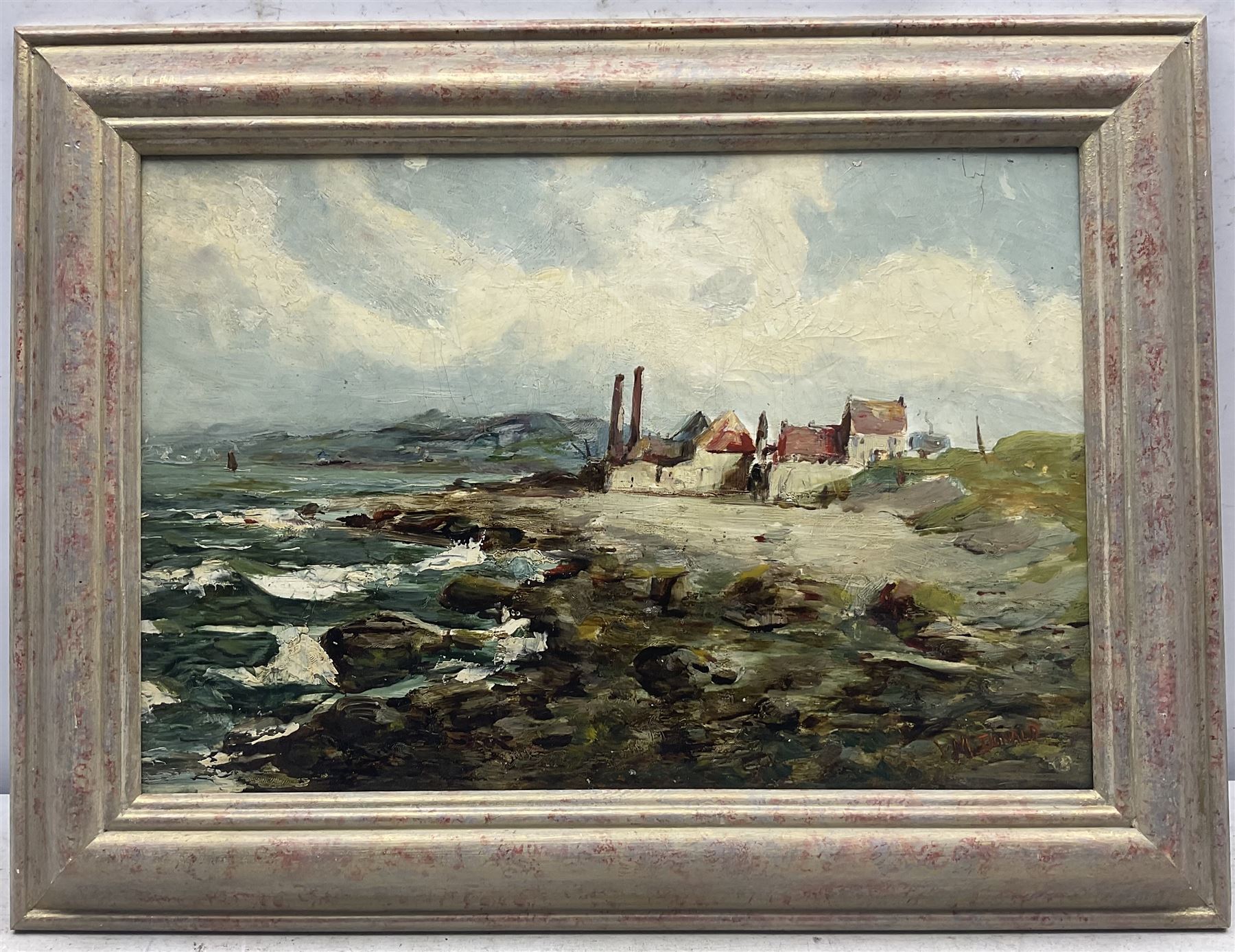 John Milne Donald (Scottish 1819-1866): Choppy Seas on the Scottish Coast, oil on board signed 29cm x 42cm