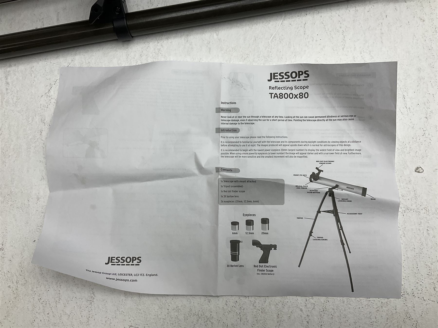 Jessops TA800-80 reflector telescope in box
