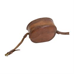 Brass pocket sextant, of circular form, the screw lid engraved 'Stanley London 1911', impressed to inner cover 'Important' with care instructions, contained within leather case