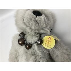 Six Charlie Bears, comprising three limited edition examples from the Hatty bears series,  Miss Daisy CB206000O, 382/3000, Miss Marble CB205242O, 385/3000, and TC CB185165, 22/3000, plus Red Liquorice CB150011O, designed by Heather Lyell, and Leonie CB124915, and Kiki CB124961, both designed by Isabelle Lee, all with tags 