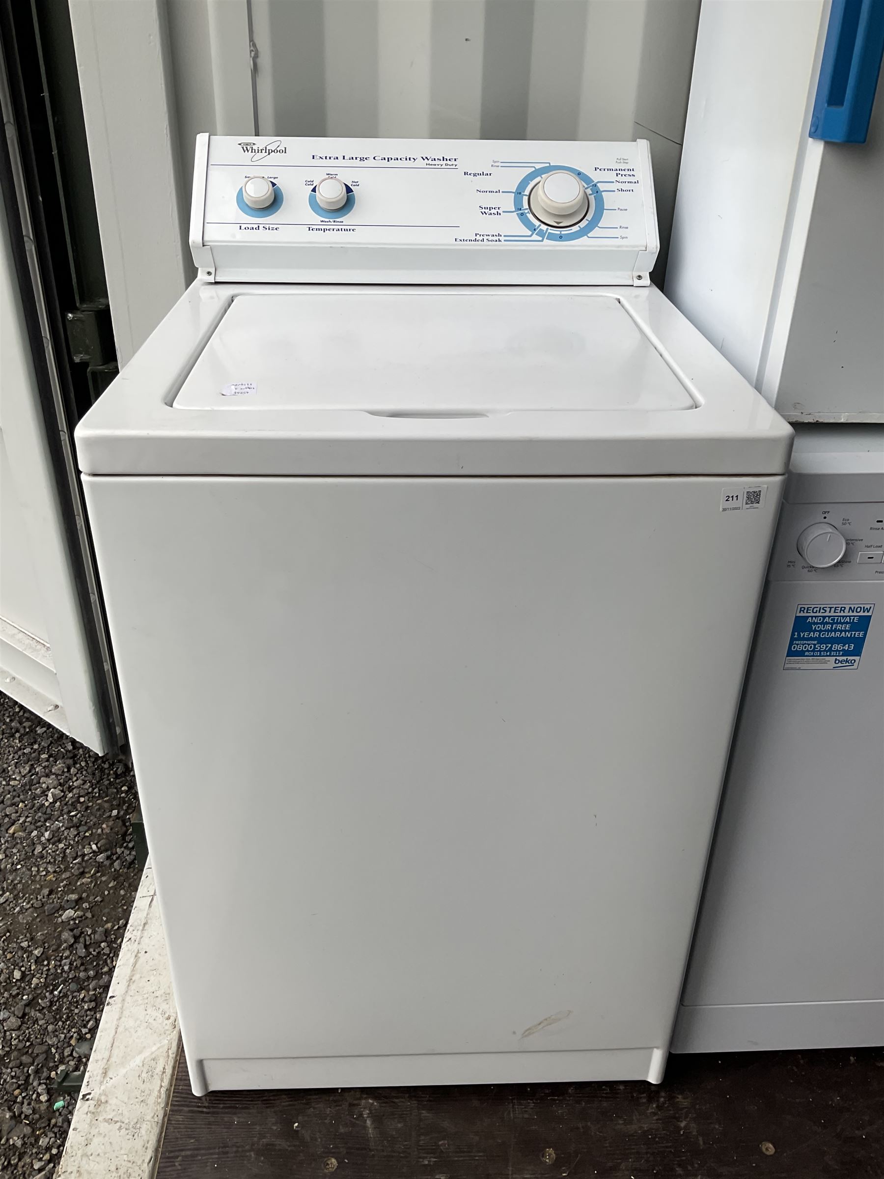 Whirlpool top loading commercial washing machine - THIS LOT IS TO BE COLLECTED BY APPOINTMENT FROM DUGGLEBY STORAGE, GREAT HILL, EASTFIELD, SCARBOROUGH, YO11 3TX