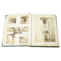 Late Victorian photograph album and contents with Irish and other subjects including Fortescue Stephenstown House and estate with figures etc, Clifton College students 1876, military scenes etc approx 110 photographs