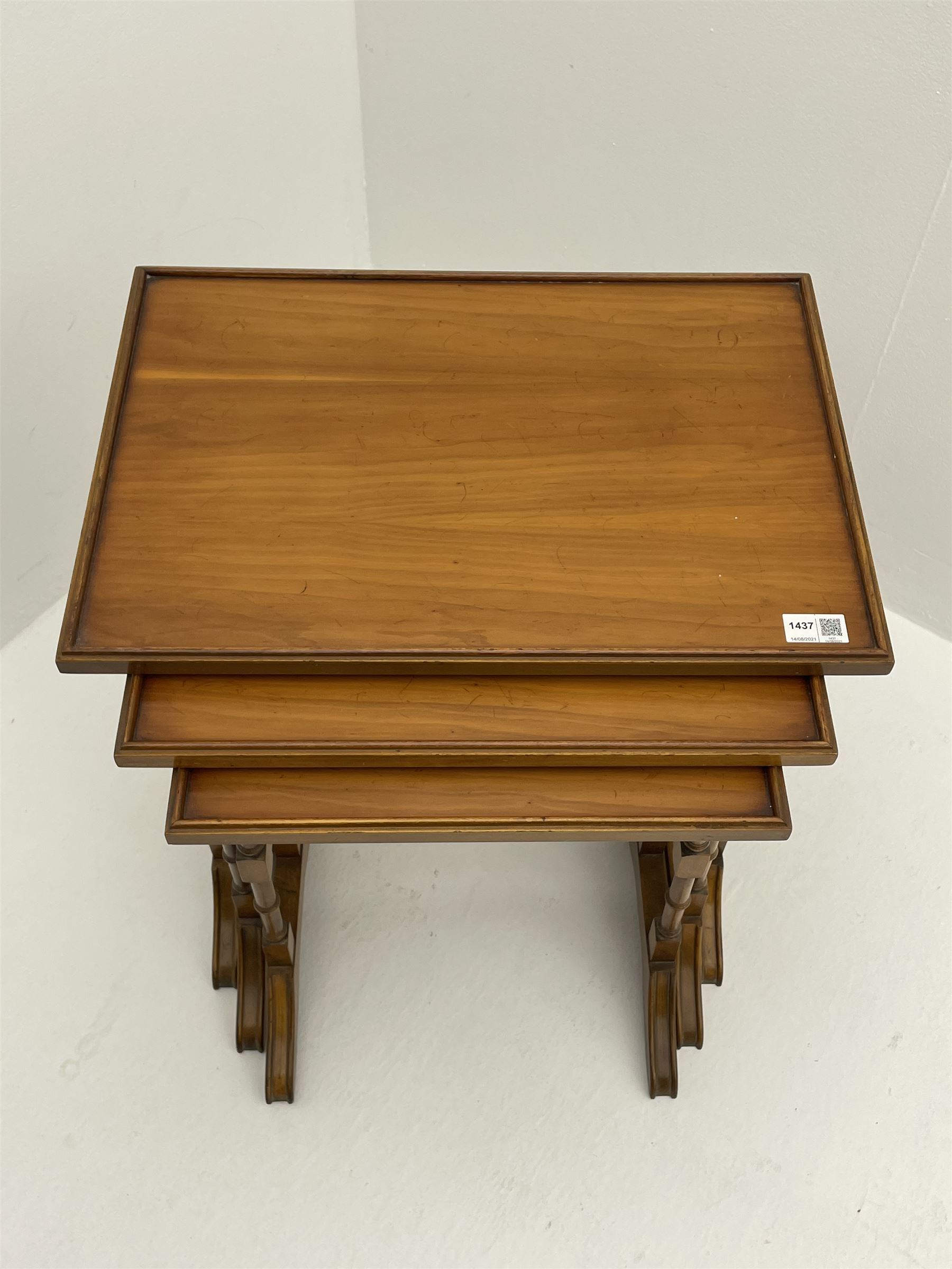 Bevan Funnell Reprodux yew wood nest of three tables The Furnishings