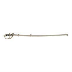 Spanish Dress Sword, 80cm single edge steel blade, etched Fabrica de Toledo, the nickel hilt with pierced guar, wire bound grip and eagle head pommel, with steel scabbard, overall L100cm