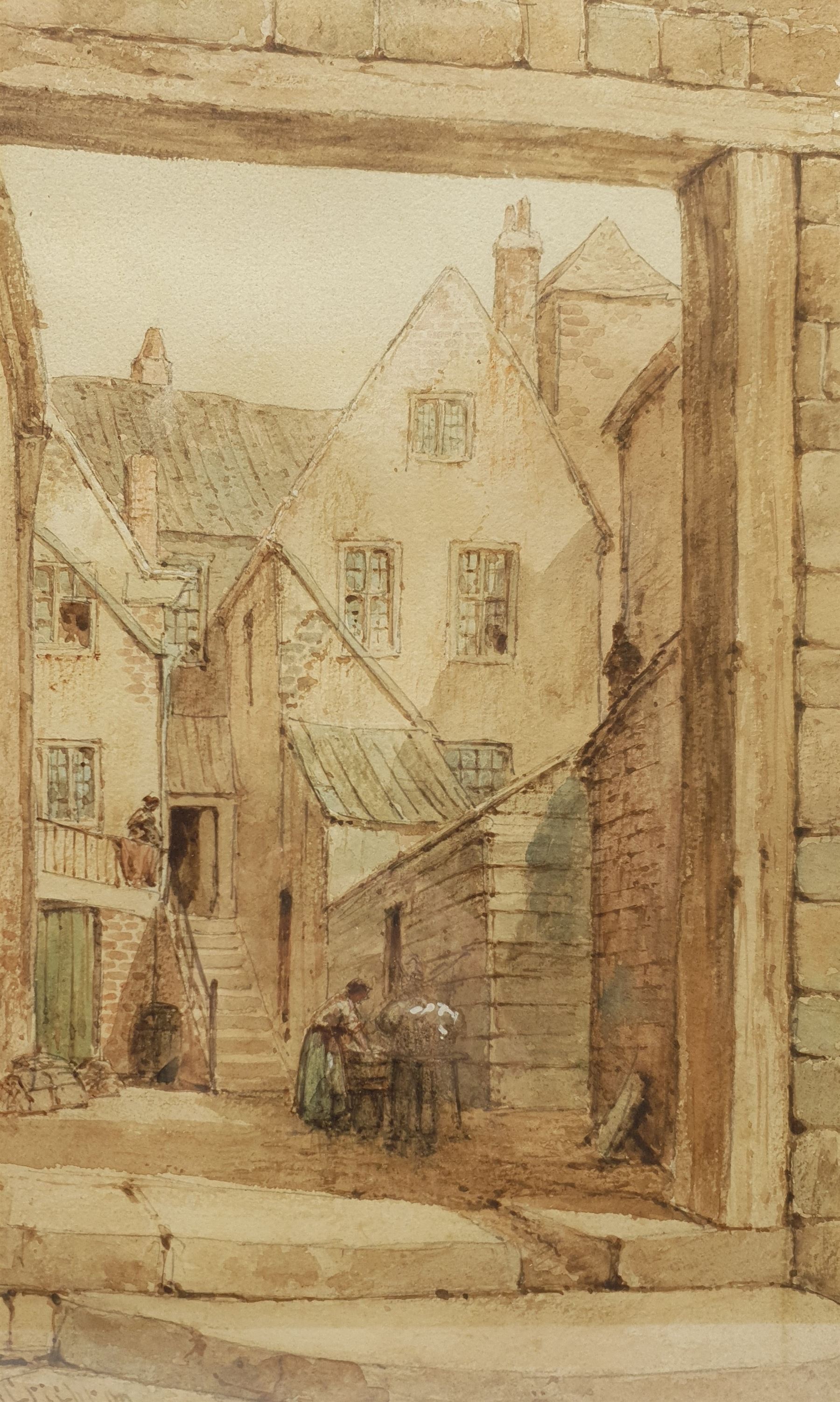 Neil Stuart Crichton (British 1854-1913): Arguments Yard Whitby, watercolour signed 37cm x 22cm