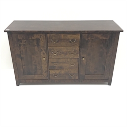  Laura Ashley Garratt range side cabinet, four drawers flanked by two cupboards, stile supports, W140cm, H82cm, D46cm  