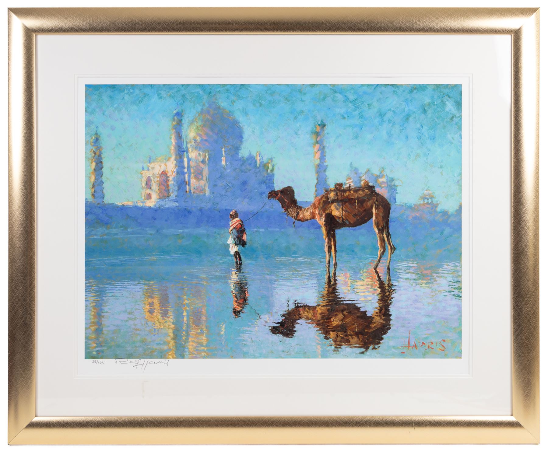 Rolf Harris (Australian 1930-): 'Sunrise - Taj Mahal' 'Rolf on Art - Monet' and 'Rolf on Art - Van Gogh', set of three limited edition giclee prints signed and numbered respectively, largest Sunflowers 66cm x 49cm (3)