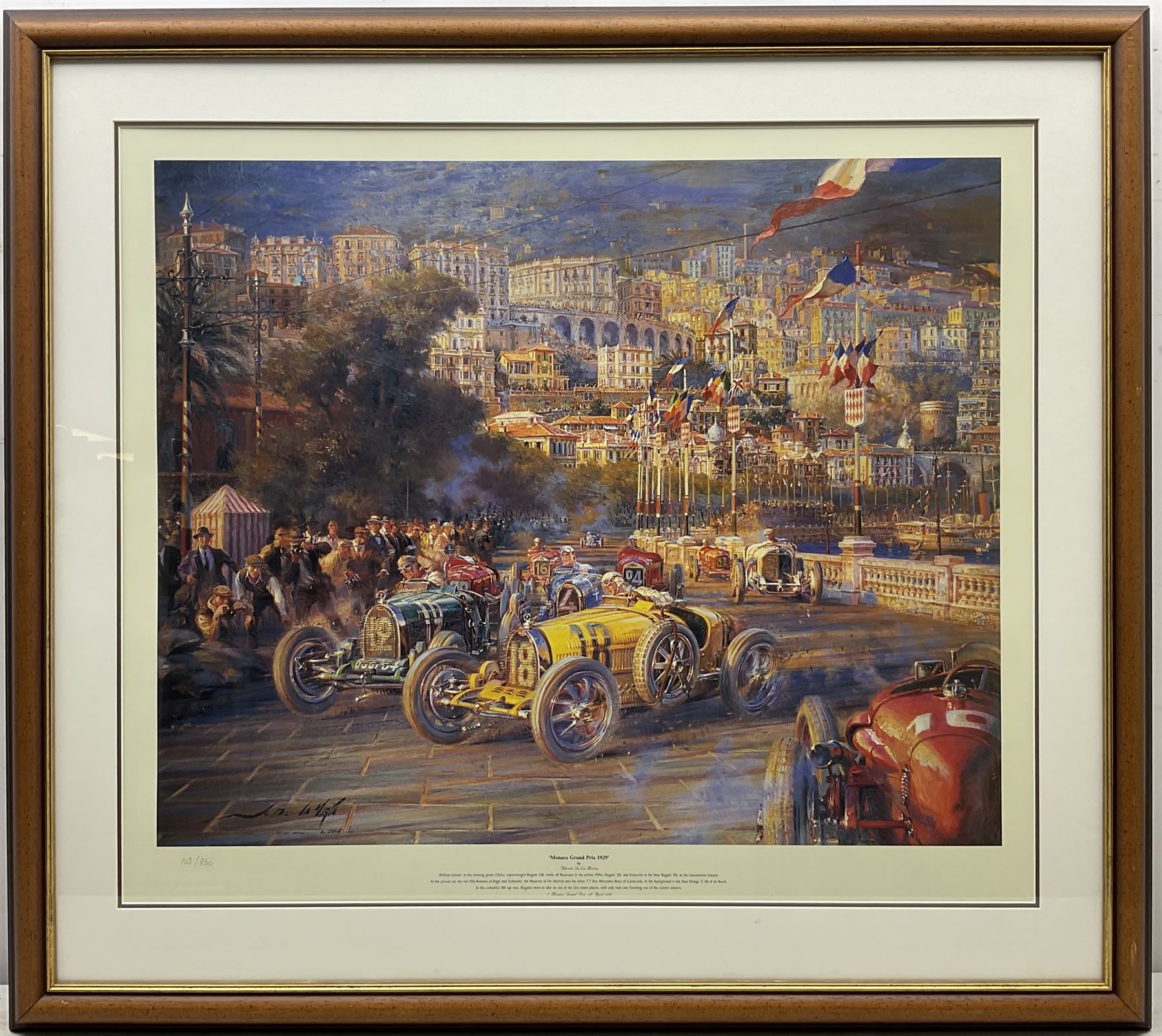 Alfredo De La Maria (Uruguayan 1945-): 'Monaco Grand Prix 1929' and 'Monaco Magic', two limited edition prints 62cm x 73cm and 60cm x 68cm (2)