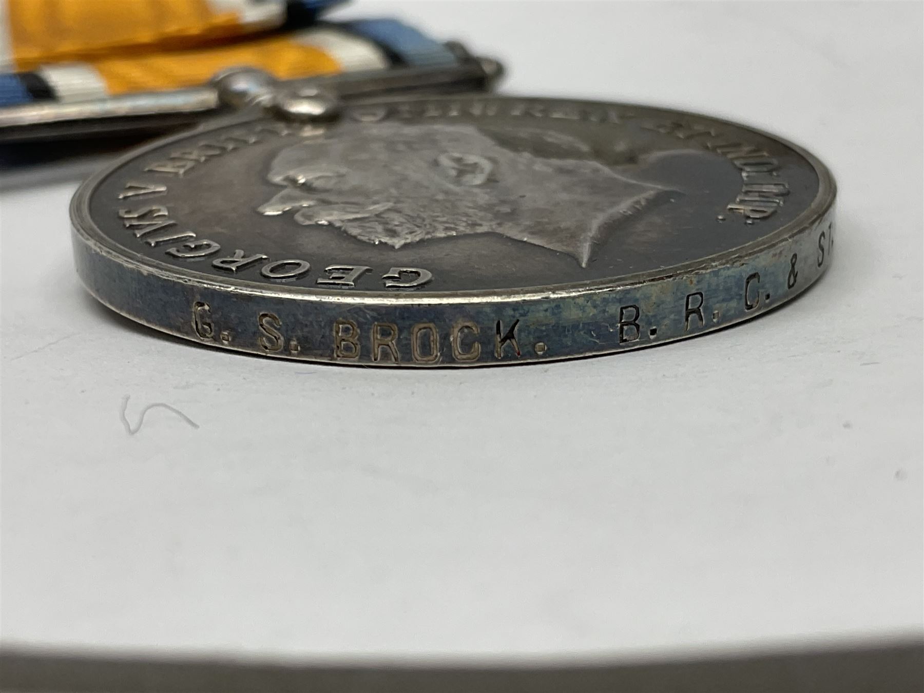 WW2 pair of medals comprising British War Medal and Victory Medal awarded to G.S. Brock B.R.C. St. J.J.; together with French 1914-18 Commemorative War Medal with MID oak leaves, Italian Red Cross Medal, Red Cross Society Medallion inscribed 5183 George S. Brock and Primrose League Medal