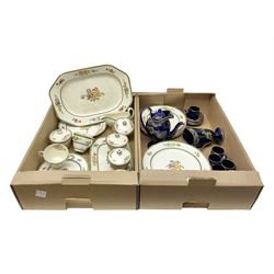 Copeland Spode Spode's glory dinnerwares, to include meat platter, eight dinner plates, seven side plates, sauce boat etc, together with Frederick Rhead Wood & Sons golden moon 1920s design pedestal coffee service for six 