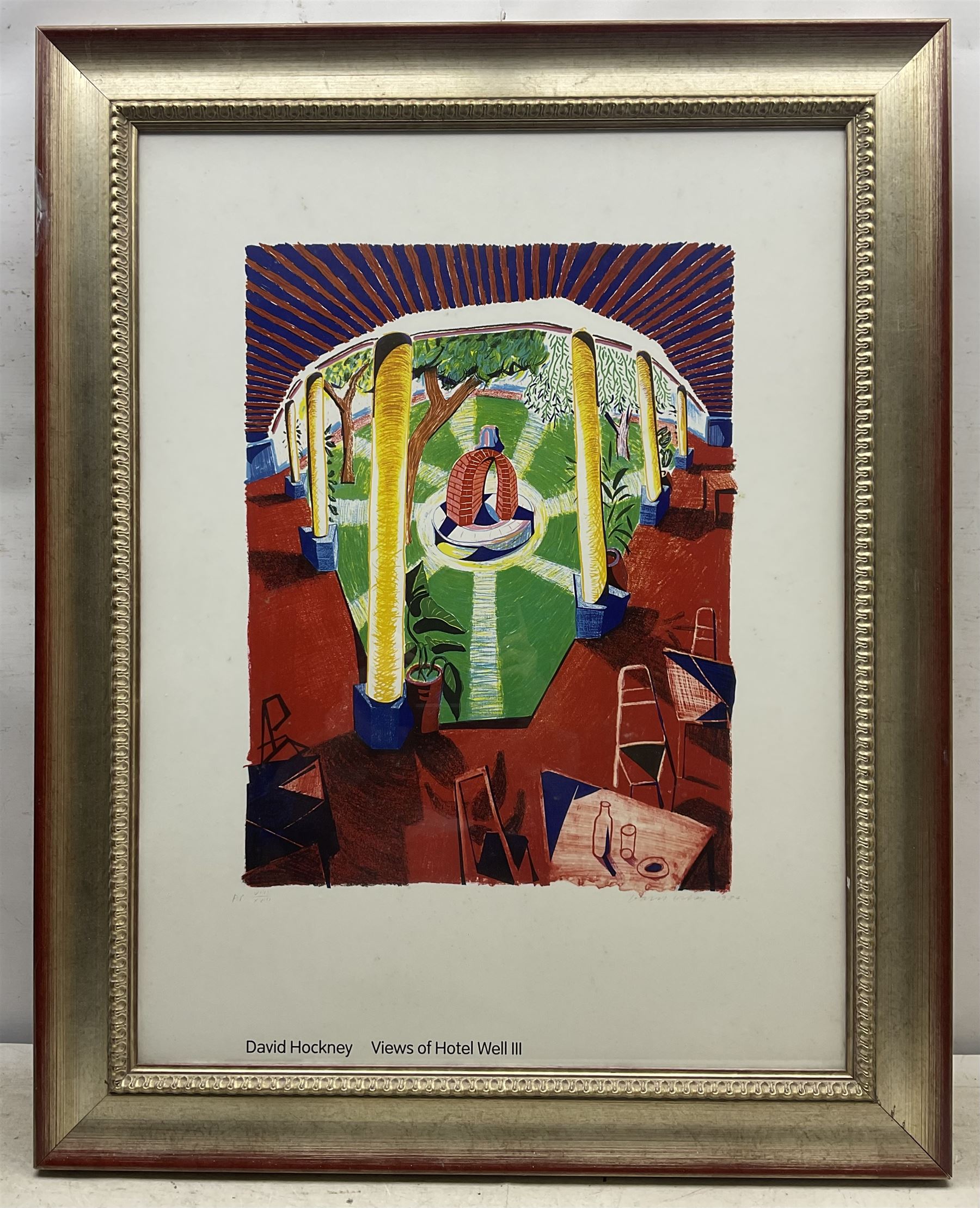 After David Hockney (British 1937-): 'View of Hotel Well III', poster 77cm x 58cm 