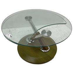 Contemporary circular extending glass top coffee table