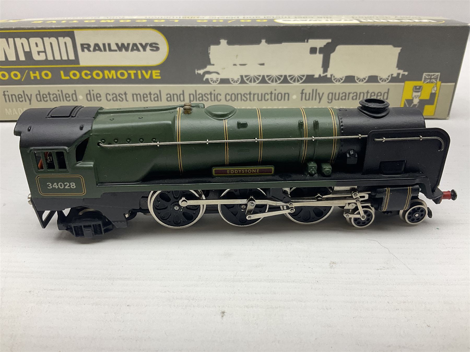 Wrenn '00' gauge - Rebuilt Bulleid Pacific 4-6-2 locomotive 'Eddystone' No.34028 in BR Green with centralised nameplate; boxed with instructions.