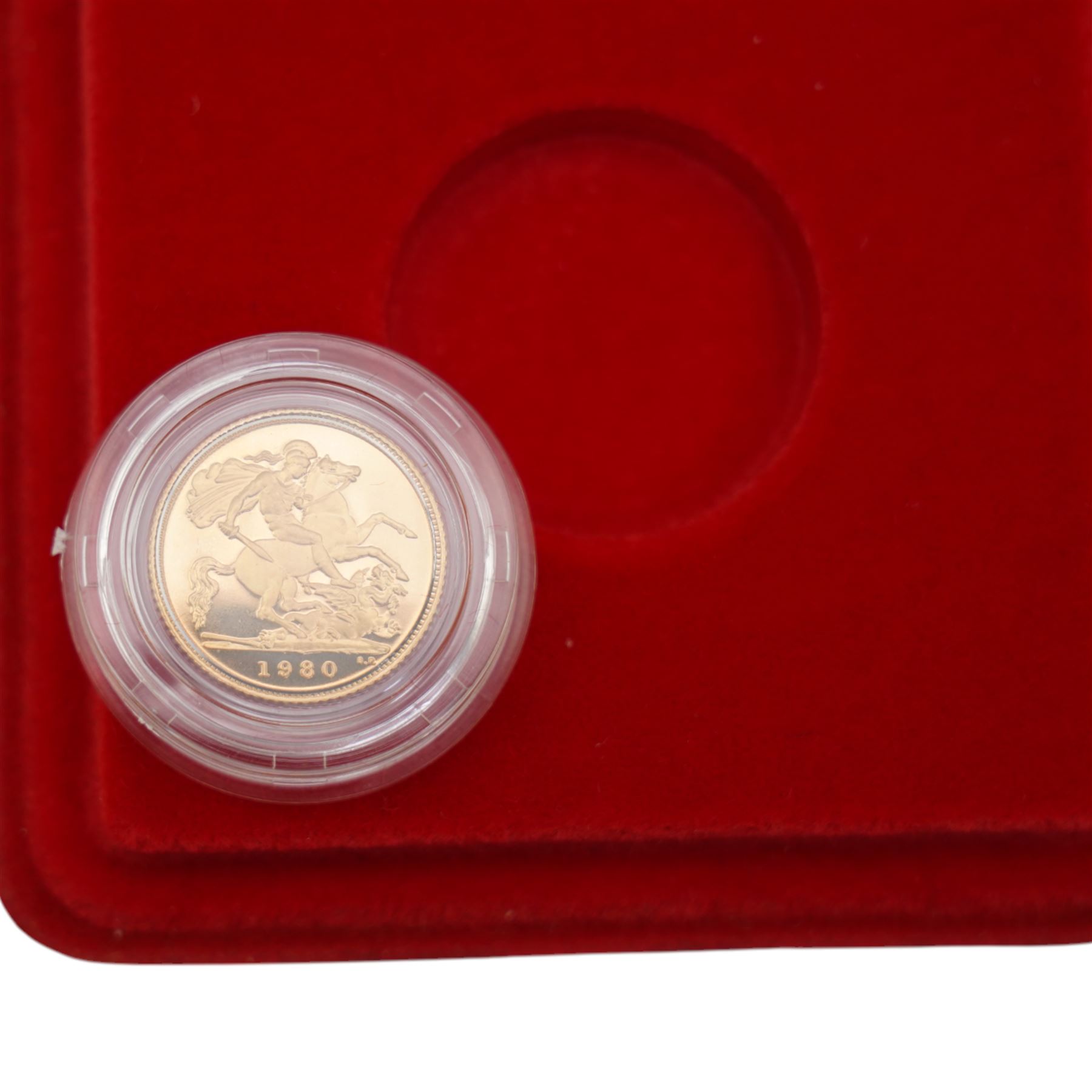 Queen Elizabeth II 1980 gold proof half sovereign coin, cased with certificate