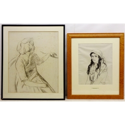 Philip Naviasky (British 1894-1983): 'Naviasky's Daughter' and Portrait of a Seateed Lady', two pencil drawings one signed, titled verso max 55cm x 45cm (2)  Provenance: From Naviasky estate portfolio  