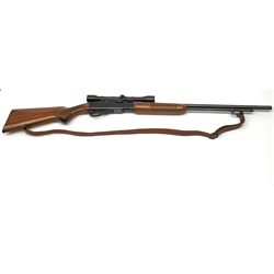 Remington Fieldmaster Model 572 rim-fire .22 pump action seventeen-shot long rifle with Nikko Stirling 4x scope, barrel threaded for sound moderator, L108cm; in gun sling with quantity of ammunition RFD OR FIREARMS LICENCE HOLDERS ONLY