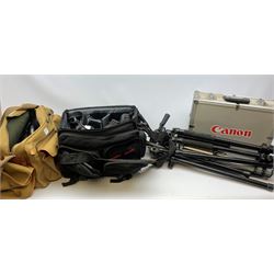 Canon EOS-1 camera body, Canon EOS-1N camera body, Tamron and Sigma camera lenses, two tripods, camera bags and various other accessories 