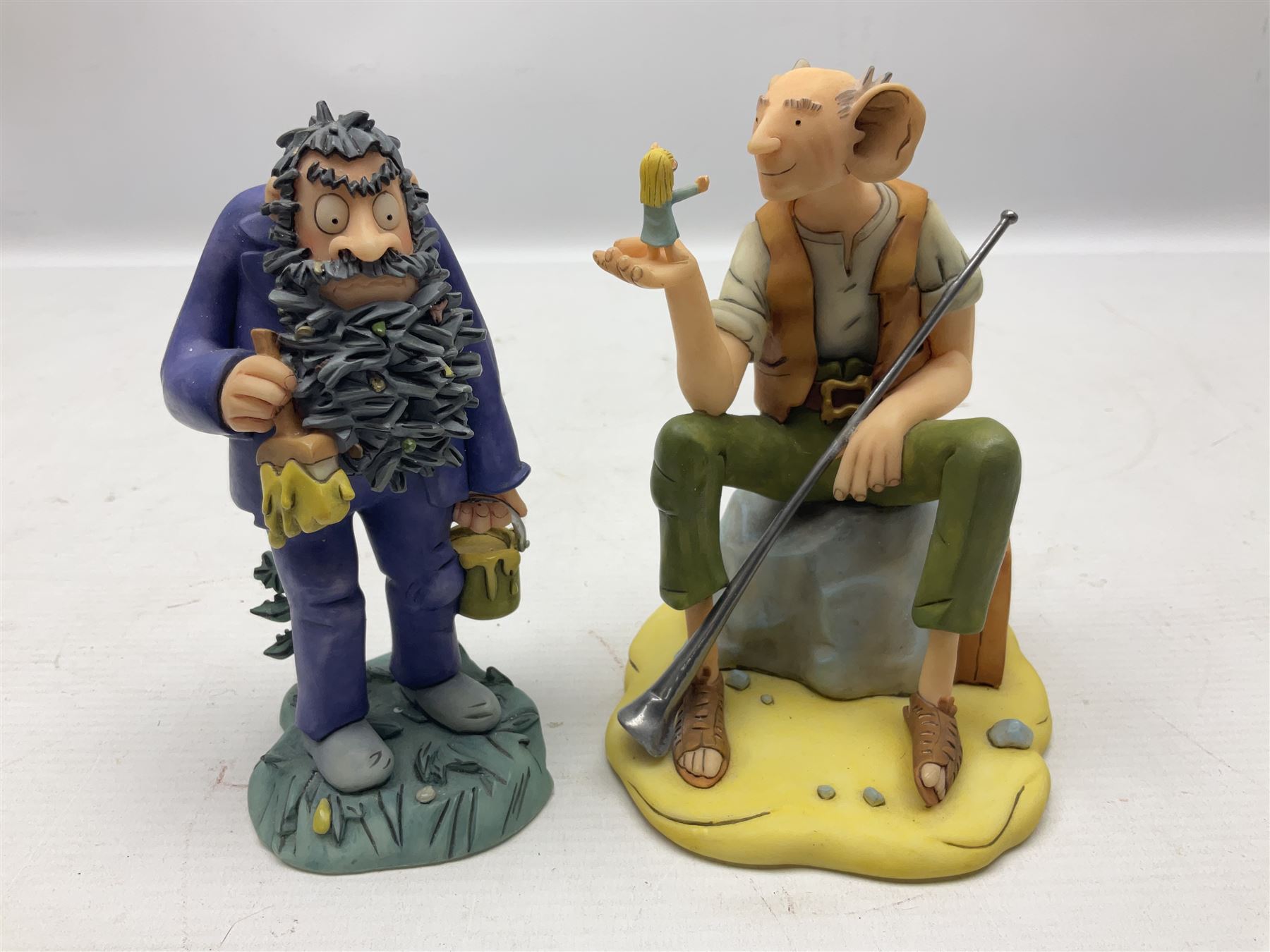 Ten Robert Harrop figures, comprising The World of Roald Dahl Mr Twit RD04 and The BFG RD03, boxed, The Camberwick Green Collection limited edition Mrs Honeyman CG04, The Mayor CGL04 and The Mayor and Philby in the Memorial Car CG68, The PG Chimps Collection Dolly PG003, boxed, Andy Capp by Reg Smythe Andy Capp AC01 and Flo AC02, boxed, and Country Companions English Setter CC21 and Flat Coat Retriever Fisherman CC13, boxed