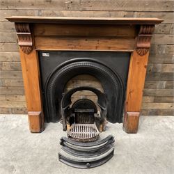 Gallery Collection open fireplace - Victorian design cast iron fire inset with polished pine surround
