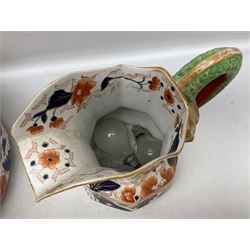 Masons wash jug and bowl decorated in the Imari palette, bowl D35cm