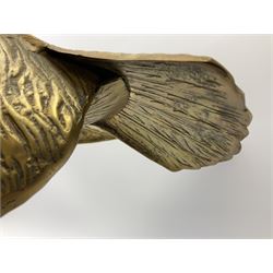 Large brass figure of an eagle on a branch, H51.5cm
