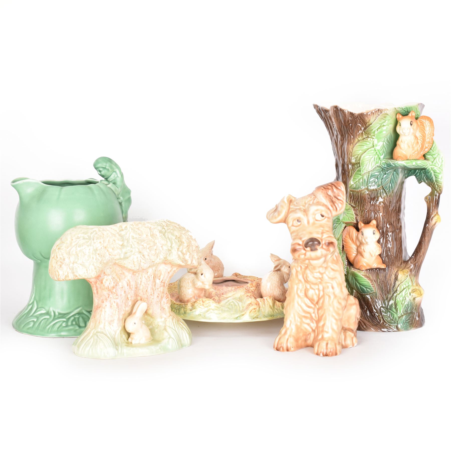 Collection of Sylvac, including posy vase, jug and dog figure, together with a Hornsea Fauna jug
