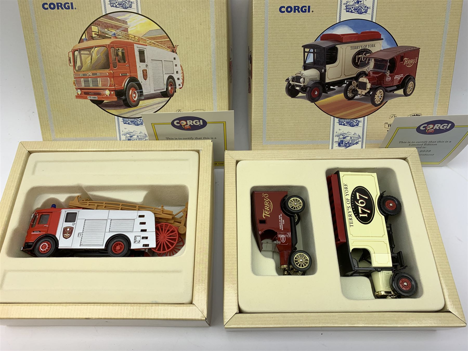 Corgi limited edition models - D46/1 British Railways set; 97200 BRS parcels set; 150th Anniversary of the Penny Post set; and seven others 97087, 97088, 97695, 97334, 97355, 97753 and 97894; all mint and boxed with certificates (10)