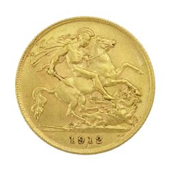 King George V 1912 gold half sovereign coin