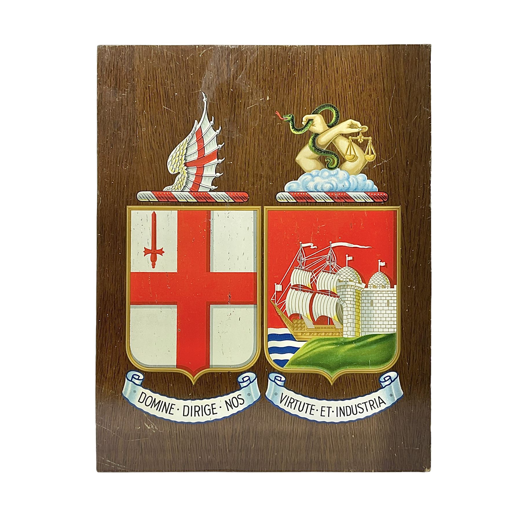 Great Western Railway coat of arms, painted upon a wooden panel, H40cm