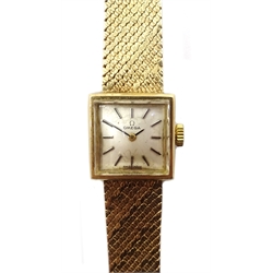  Omega ladies 9ct gold manual wind bracelet wristwatch, London 1964  