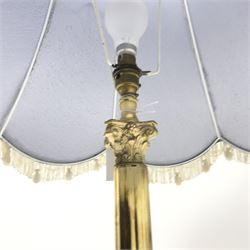 Brass Ionic column standard lamp, H136cm