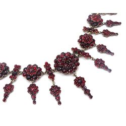 Victorian Bohemian garnet graduating fringe necklace
