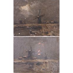 Edwin John Ellis (British 1841-1895): Windmills, pair oils on canvas, one signed 36cm x 46...