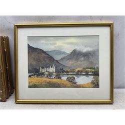 Ernest Charles Simpson (British 1915-2007): ''Saddleback on Blencathra from Derwentwater' 'Kettlewell' 'The Rainforest Vancouver Island - Canada' and 'Kilchurn Castle - Loch Awe', four watercolours signed, titled in a later hand verso, largest 35cm x 52cm (4)