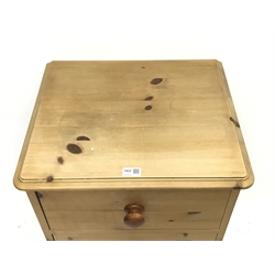  Solid pine three drawer pedestal chest, W50cm, H75cm, D43cm  