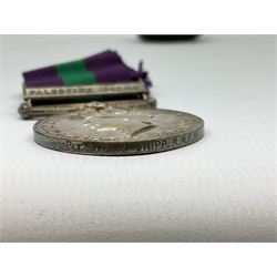 George VI medal, an RAF General service medal with Palestine 1945-48 clasp, together with WWII marching compass dated 1939